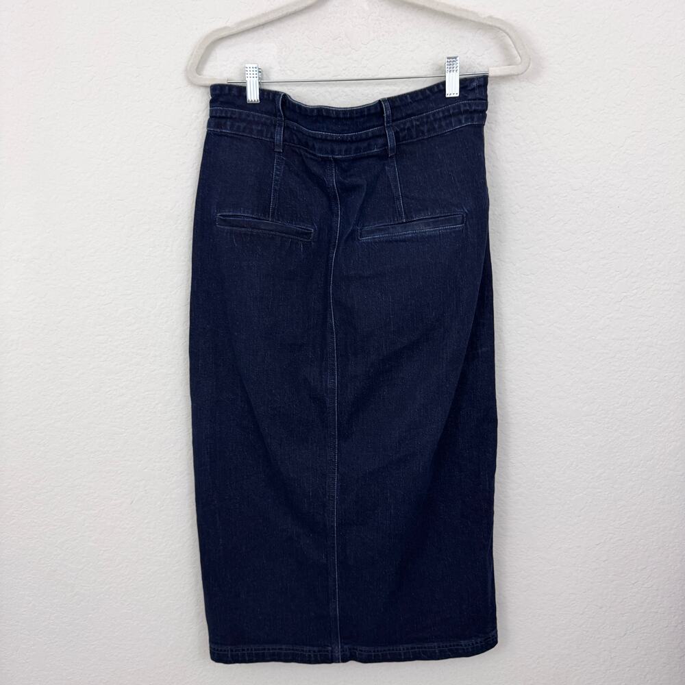 Anthropologie Pilcro Womens The Arden Denim Midi Skirt Size 12 Slit Cotton Blue - Picture 4 of 9